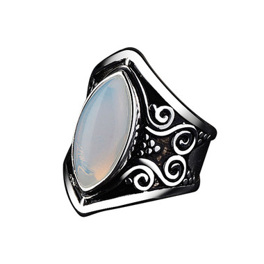 MOONSTONE RING - TIBETAN SILVER